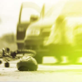 Bicycle helmet on the floor after accident